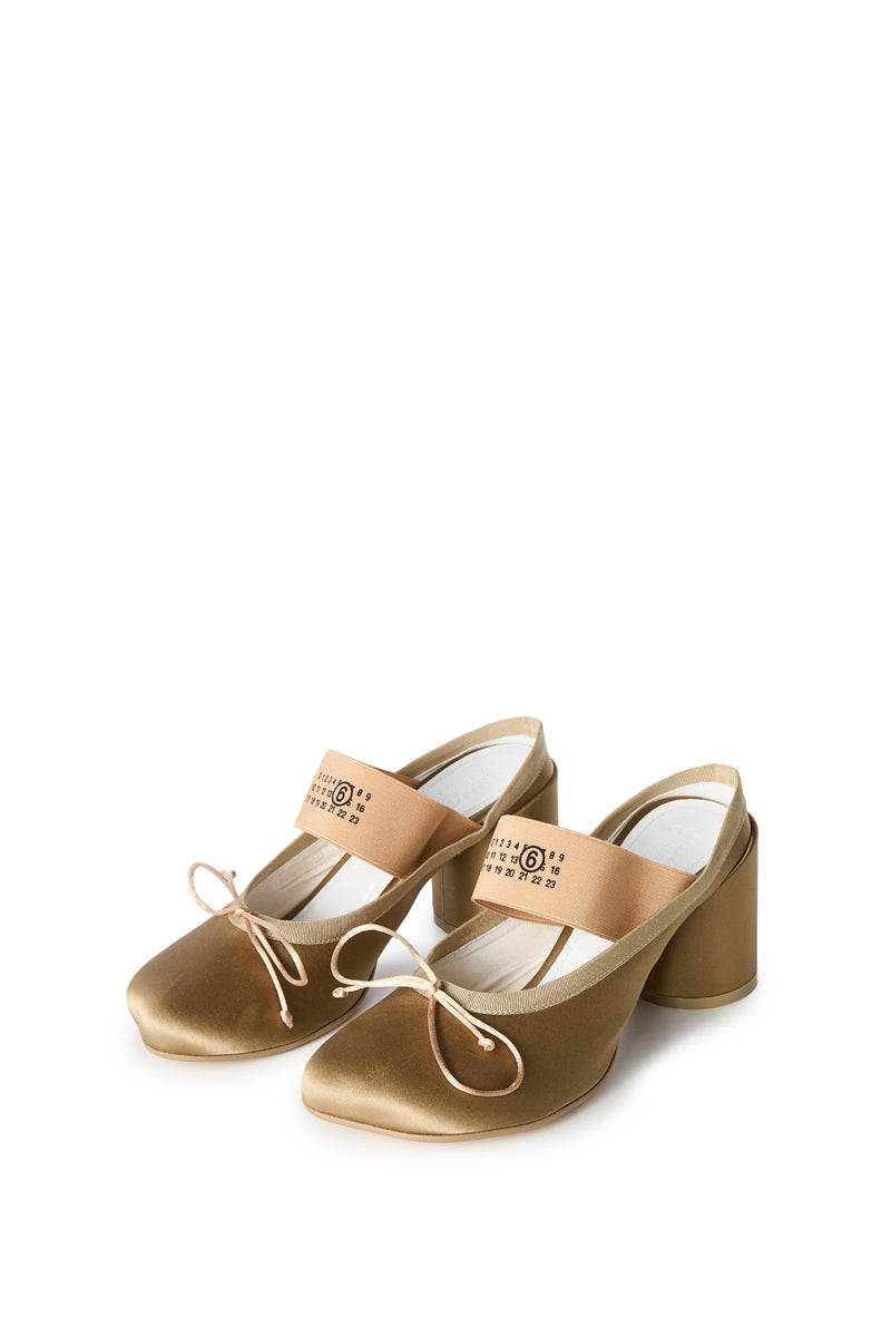 70mm logo elastic ballet mules-Beige MM6 MAISON MARGIELA