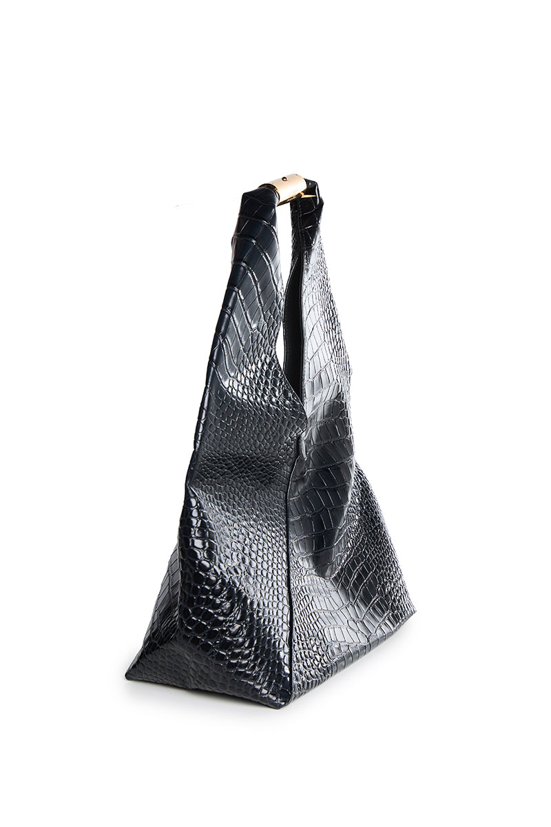 Crocodile-embossed Japanese Bag/ Black MM6 MAISON MARGIELA