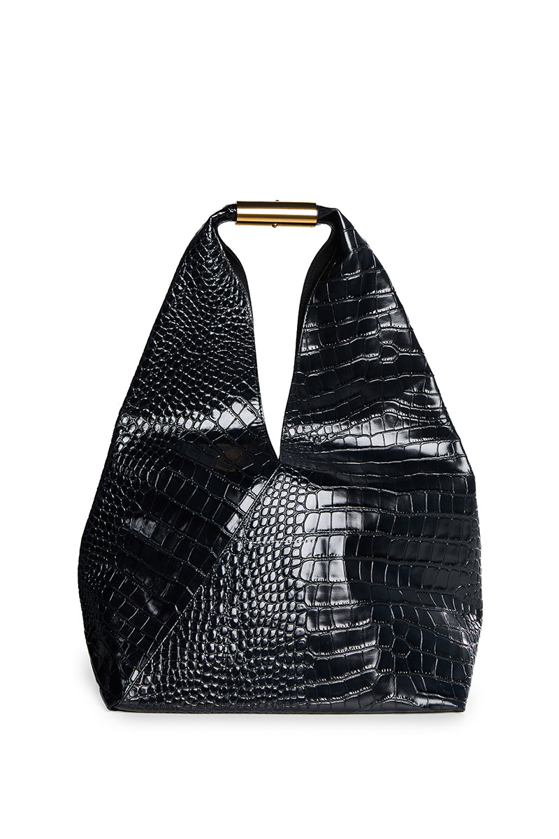 Crocodile-embossed Japanese Bag/ Black MM6 MAISON MARGIELA
