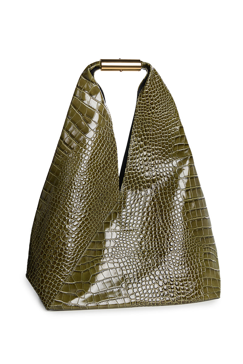 Crocodile-embossed Japanese Bag/ Olive MM6 MAISON MARGIELA