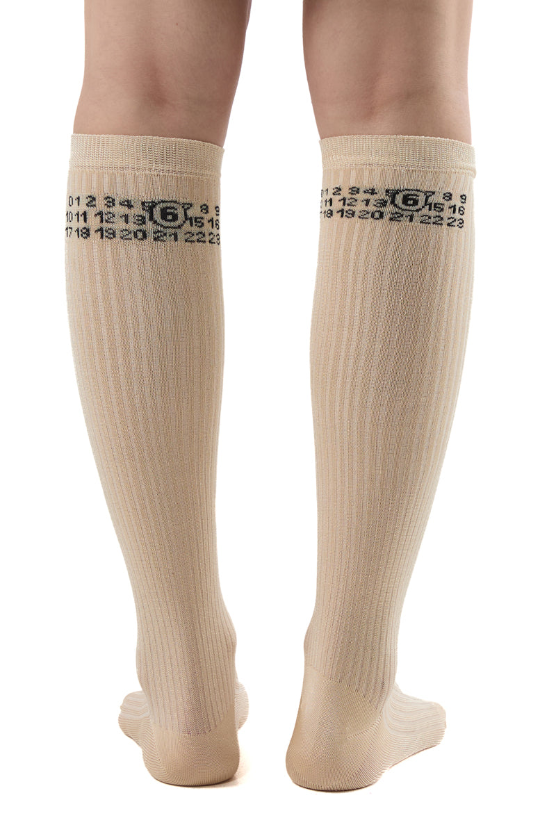 Numeric ribbed socks/Beige MM6 MAISON MARGIELA