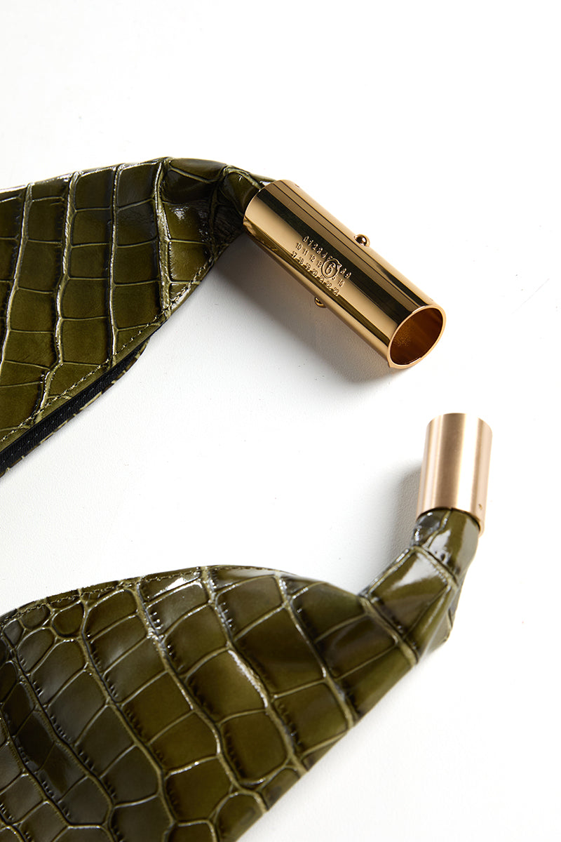 Crocodile-embossed Japanese Bag/ Olive MM6 MAISON MARGIELA