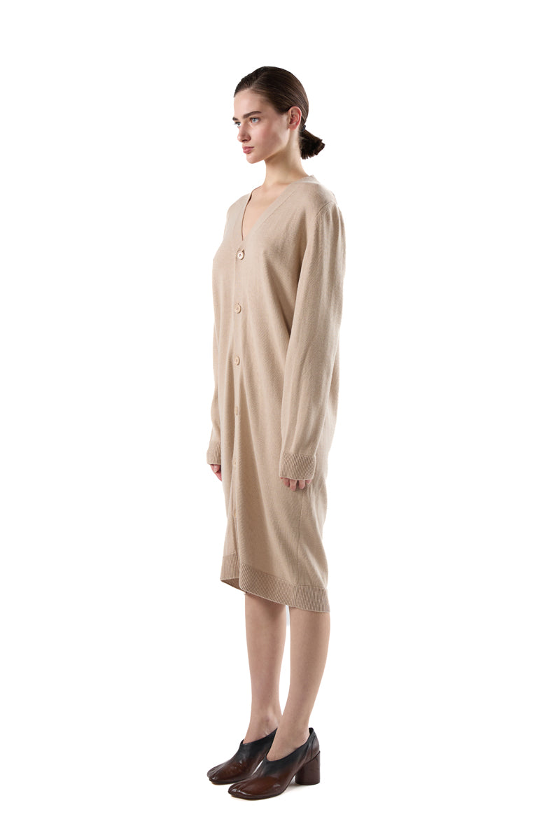 Ribbed buttoned cardigan dress/Brown-Beige MM6 MAISON MARGIELA