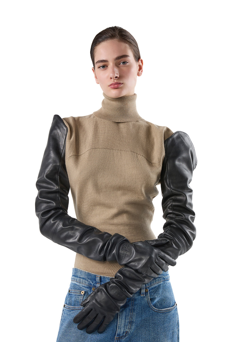 Long leather gloves/Black MM6 MAISON MARGIELA