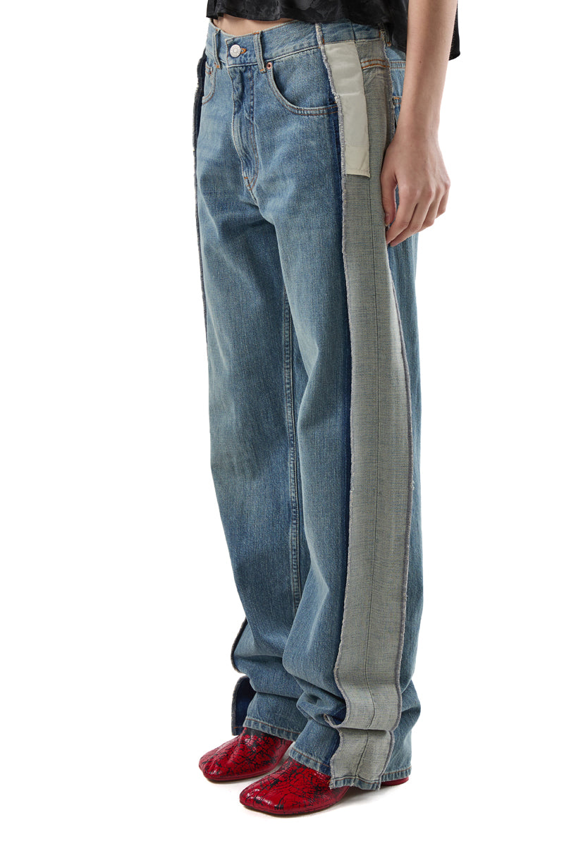 Split-leg cotton denim pants/Blue MM6 MAISON MARGIELA