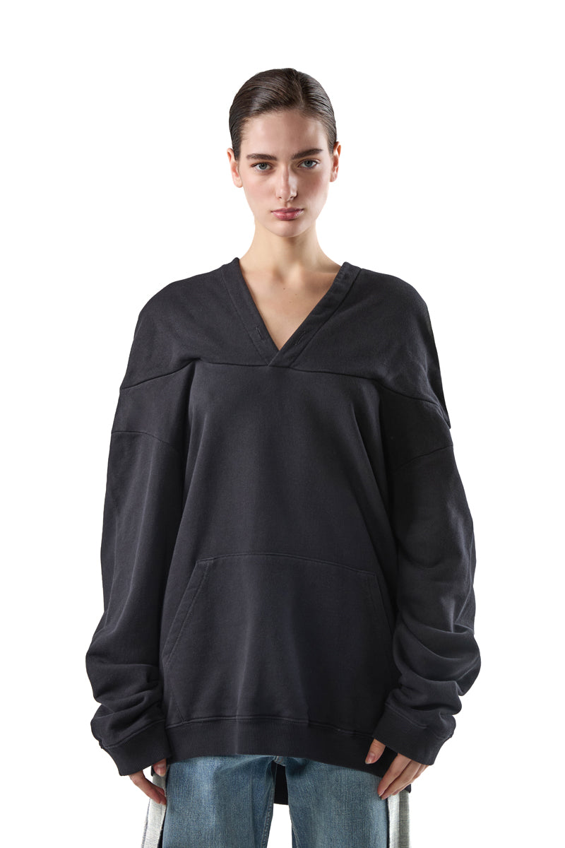 Black Off-The-Shoulder Hoodie/Black MM6 MAISON MARGIELA
