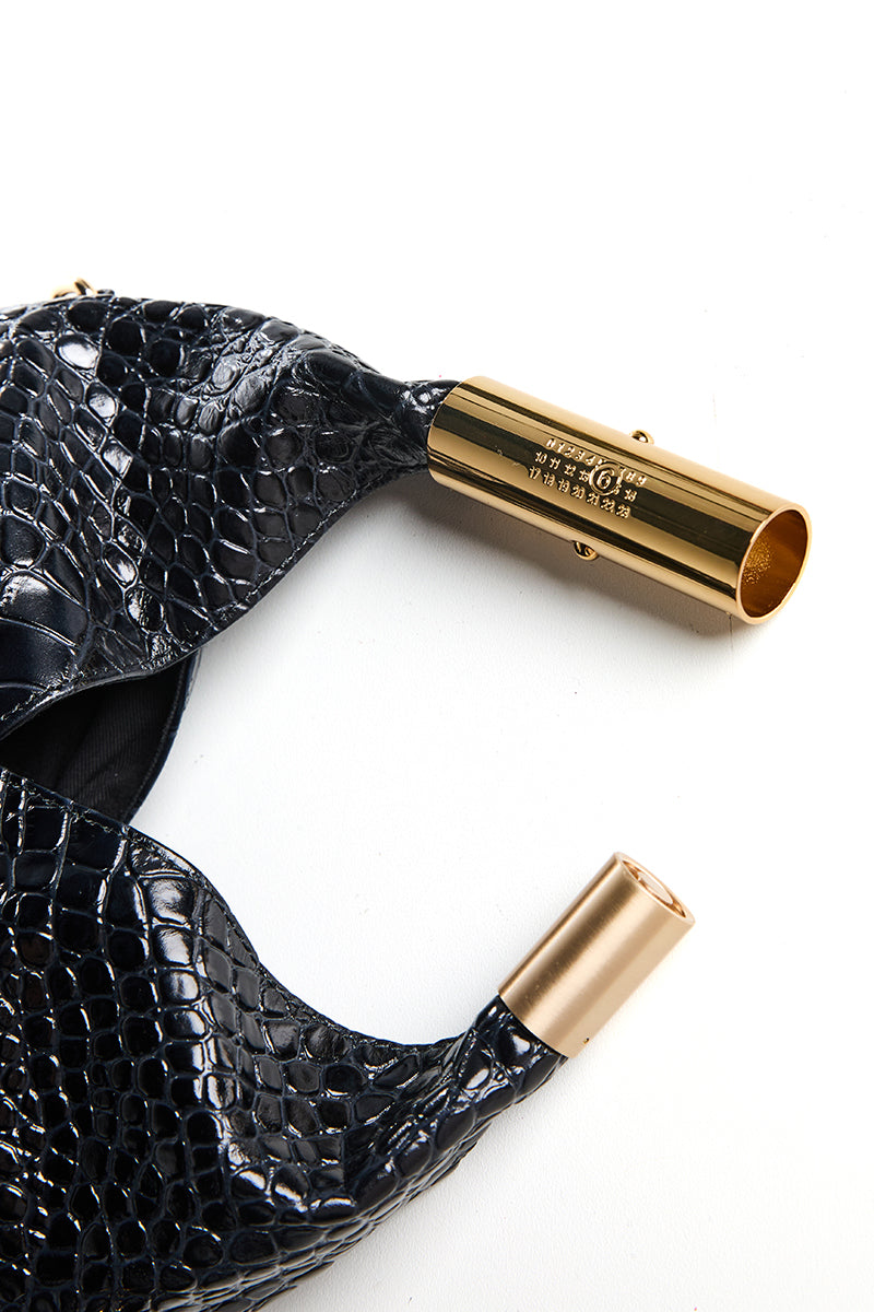 Crocodile-embossed crossbody Japanese Small Bag/ Black MM6 MAISON MARGIELA