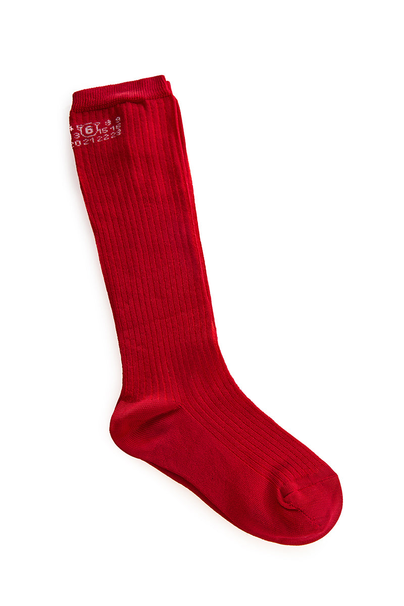 Numeric ribbed socks/Red MM6 MAISON MARGIELA