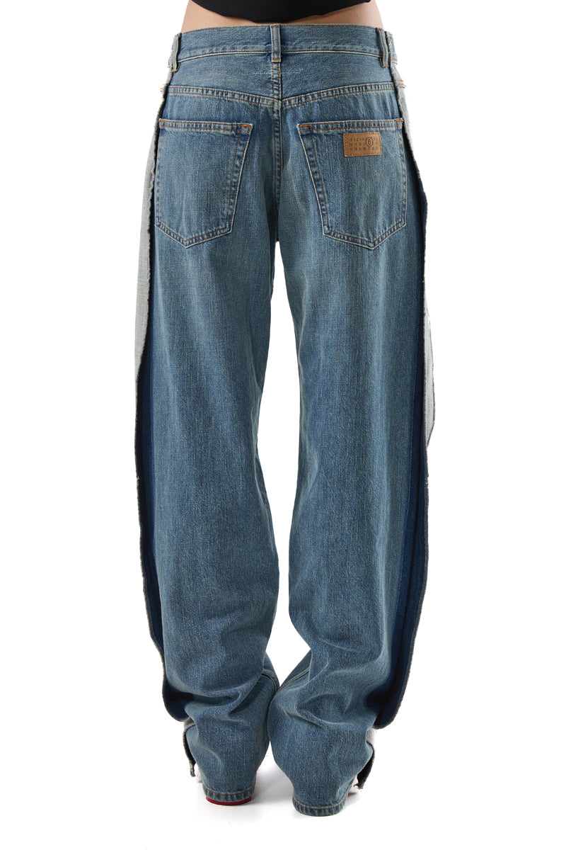 Split-leg cotton denim pants/Blue MM6 MAISON MARGIELA
