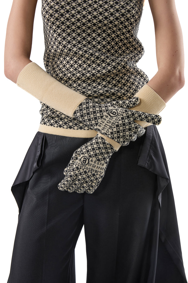 Cotton gloves/Black and Cream MM6 MAISON MARGIELA