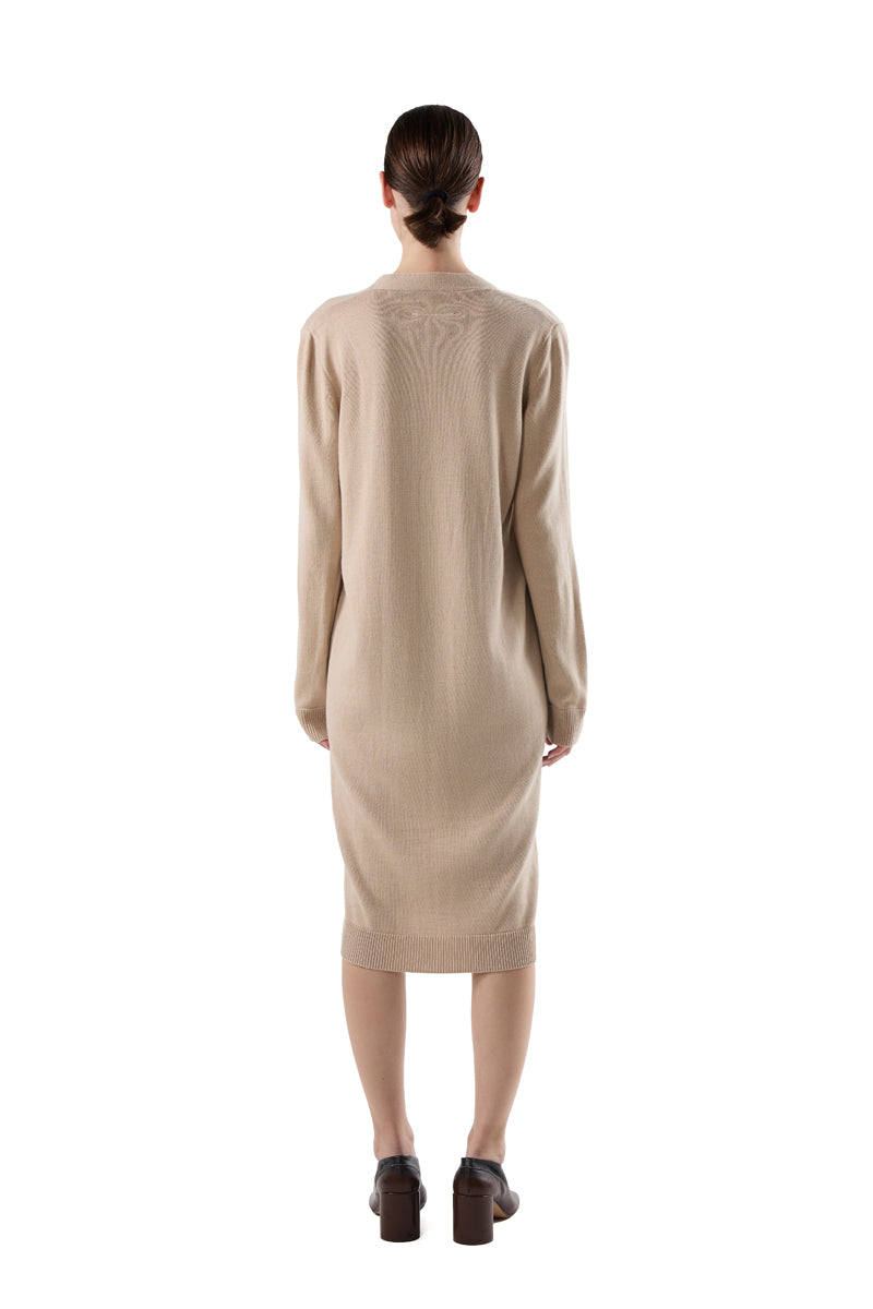 Ribbed buttoned cardigan dress/Brown-Beige MM6 MAISON MARGIELA