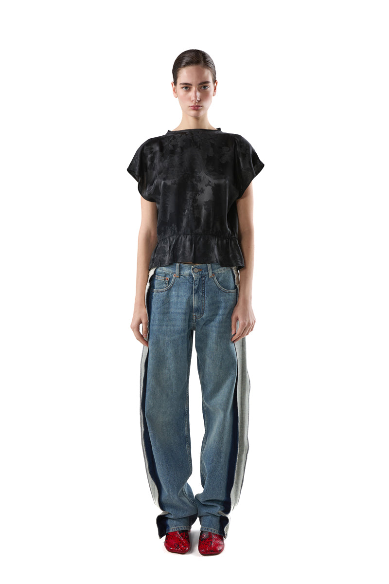Split-leg cotton denim pants/Blue MM6 MAISON MARGIELA