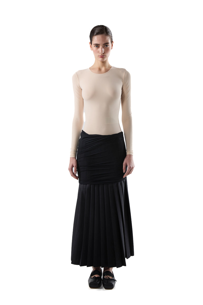 Pleated draped midi skirt/Black MM6 MAISON MARGIELA