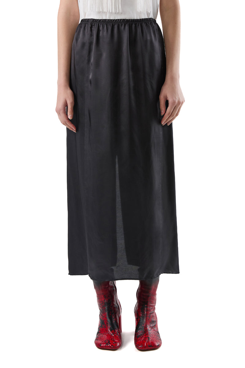 Long satin slit skirt/Black MM6 MAISON MARGIELA