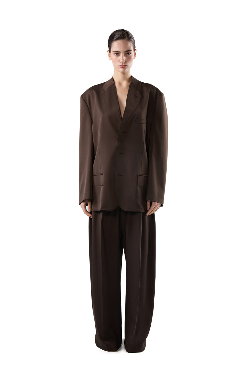 Raw-cut single-breasted blazer/Brown MM6 MAISON MARGIELA