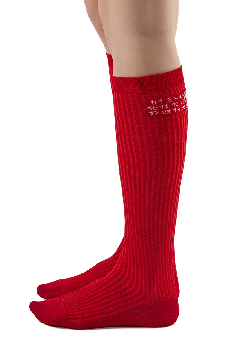 Numeric ribbed socks/Red MM6 MAISON MARGIELA