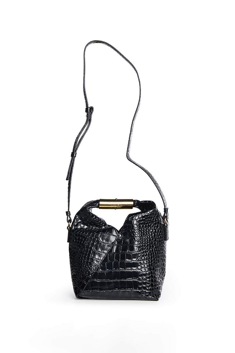 Crocodile-embossed crossbody Japanese Small Bag/ Black MM6 MAISON MARGIELA