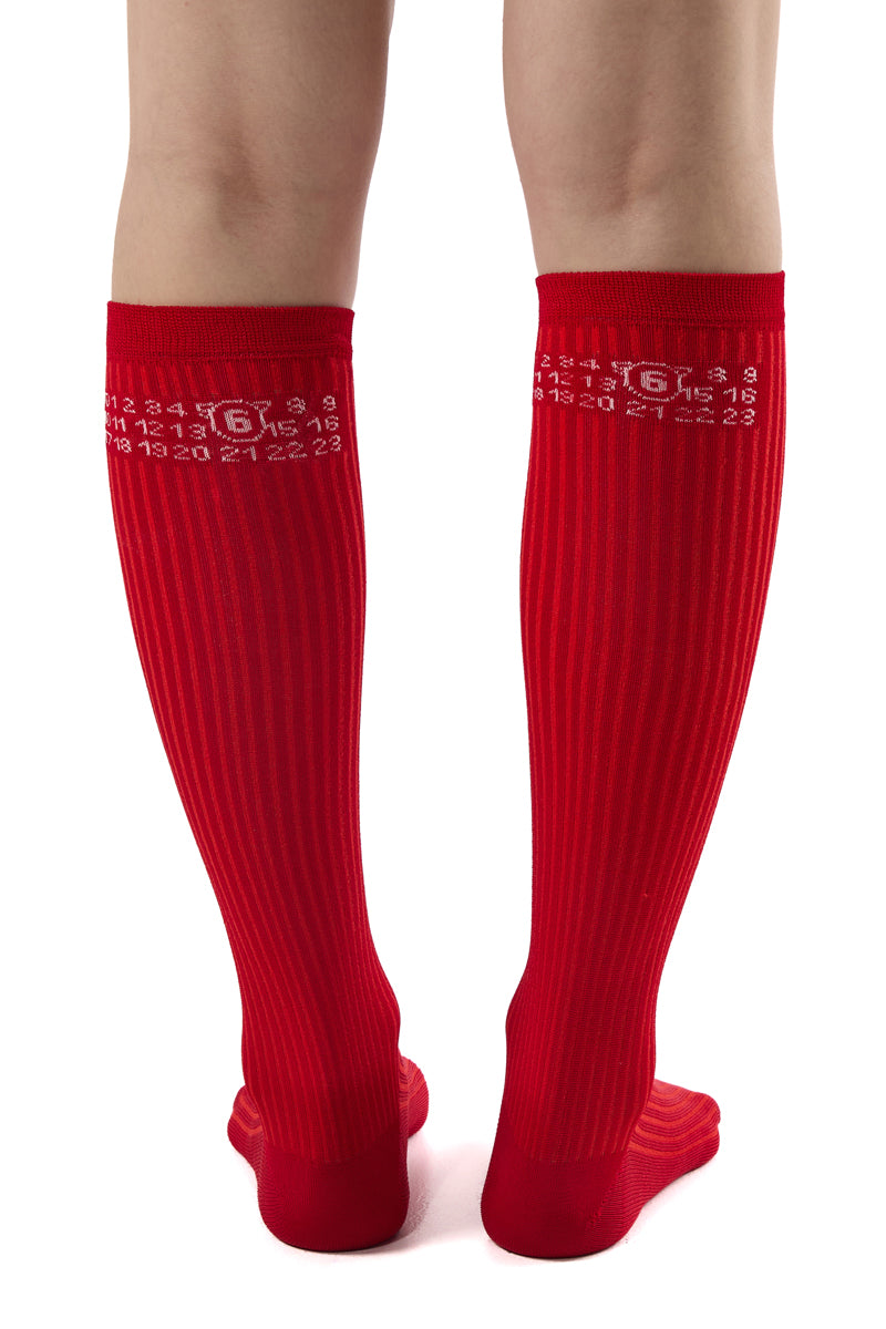 Numeric ribbed socks/Red MM6 MAISON MARGIELA