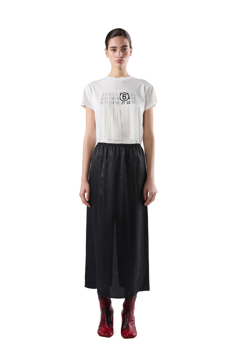 Long satin slit skirt/Black MM6 MAISON MARGIELA