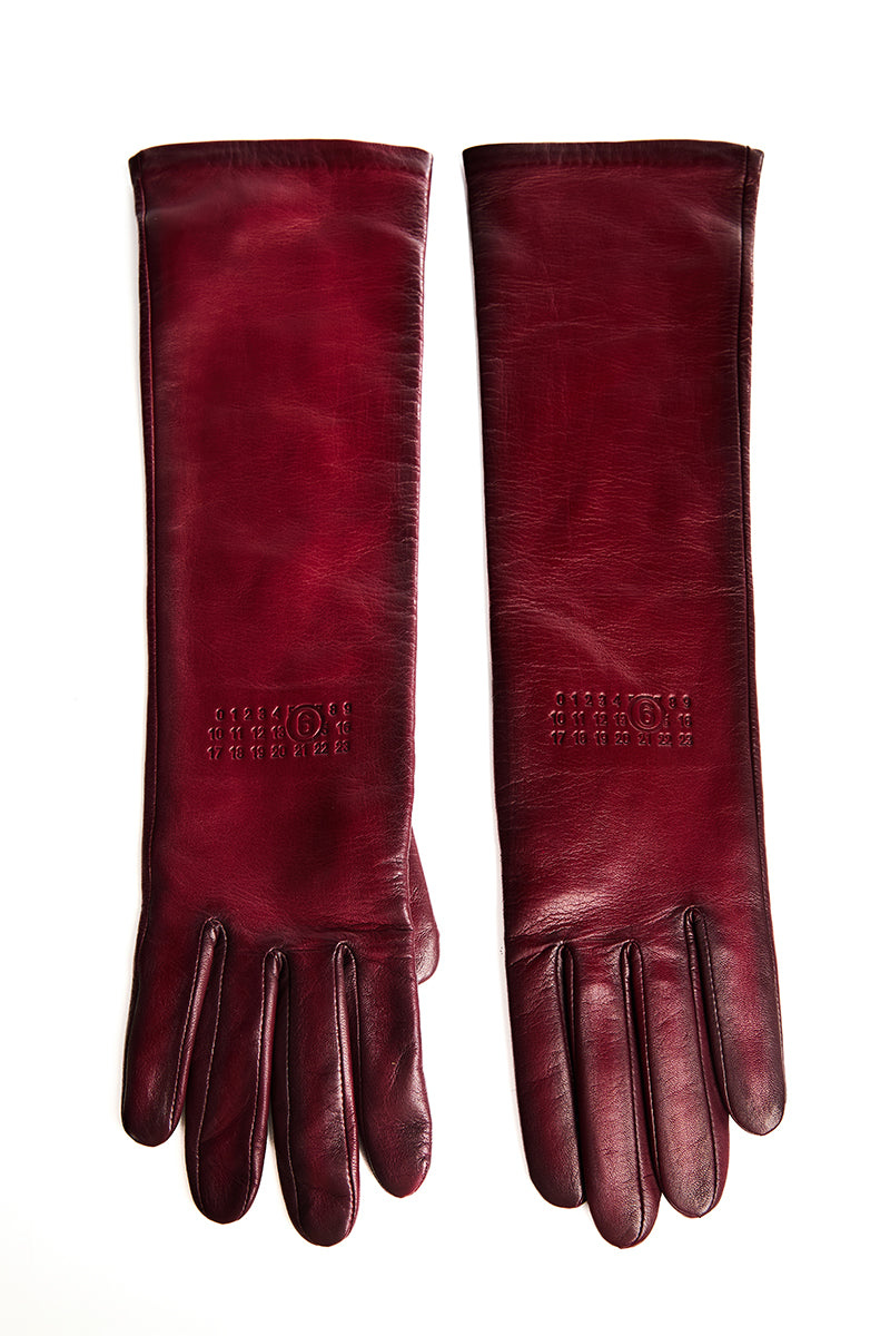 Mid-length leather gloves/Red MM6 MAISON MARGIELA