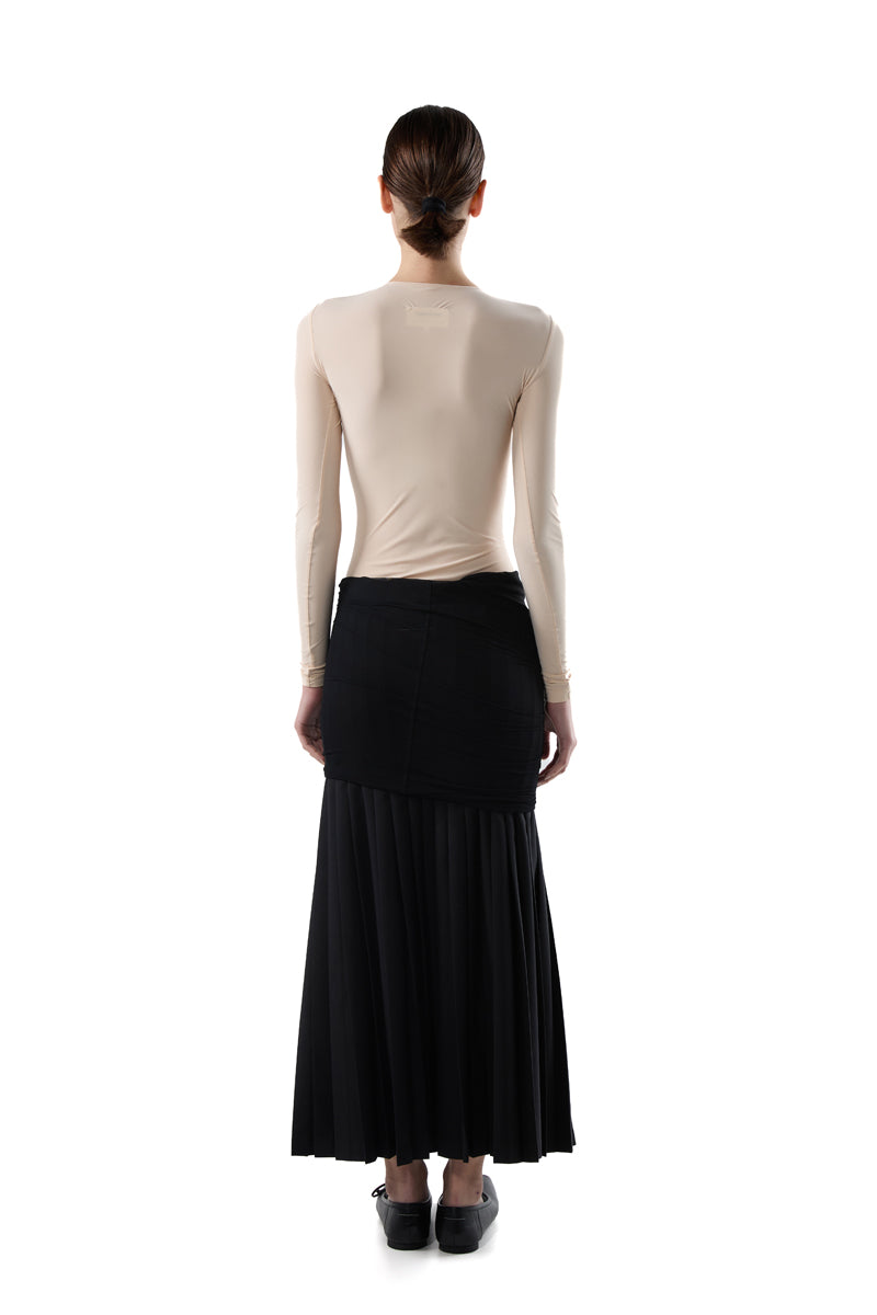 Pleated draped midi skirt/Black MM6 MAISON MARGIELA