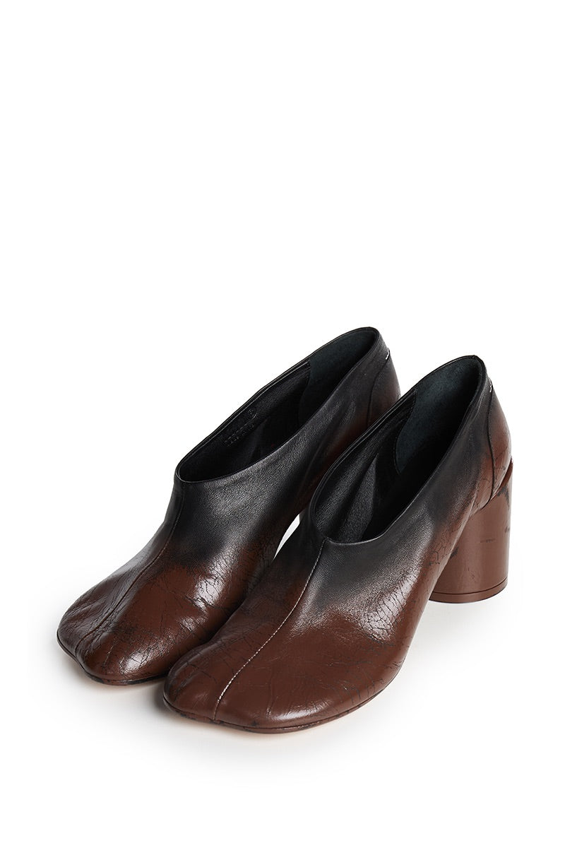 Anatomic block-heel Leather pumps/Brown-Black MM6 MAISON MARGIELA