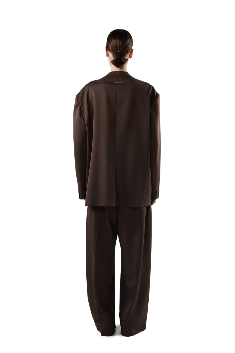 Raw-cut single-breasted blazer/Brown MM6 MAISON MARGIELA