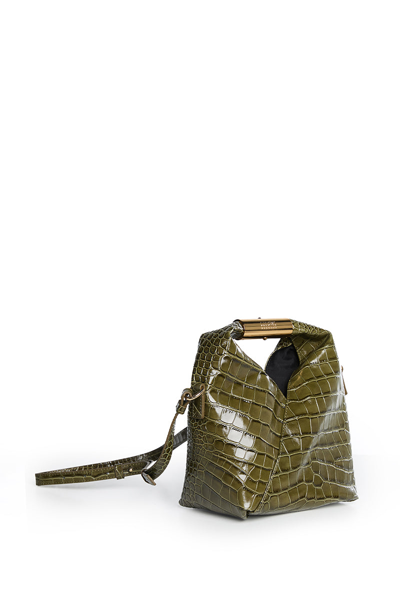 Crocodile-embossed crossbody Japanese Small Bag/ Olive MM6 MAISON MARGIELA