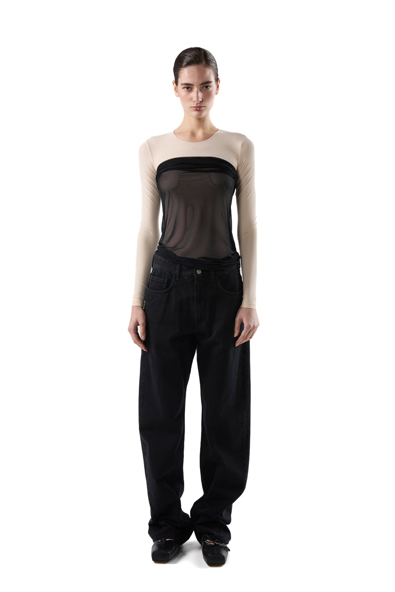 Gathered jeans/Black MM6 MAISON MARGIELA