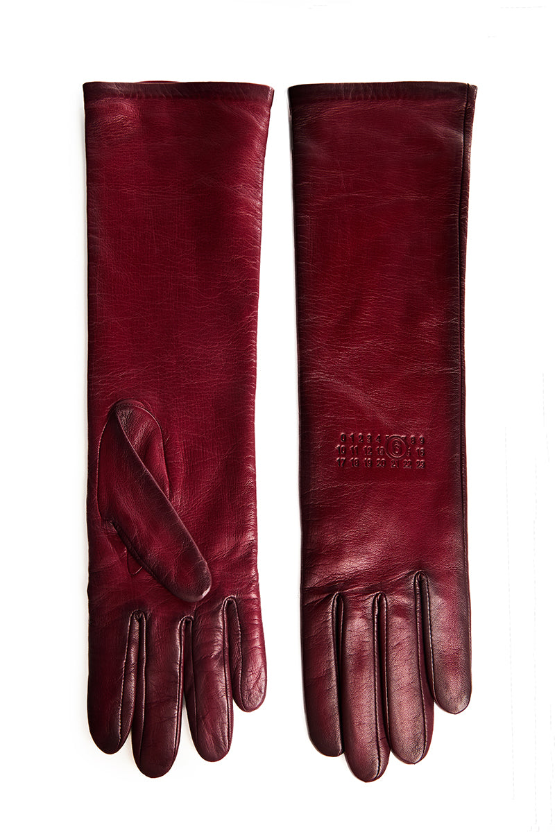 Mid-length leather gloves/Red MM6 MAISON MARGIELA