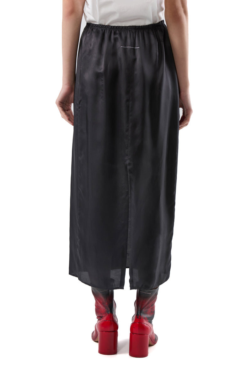 Long satin slit skirt/Black MM6 MAISON MARGIELA