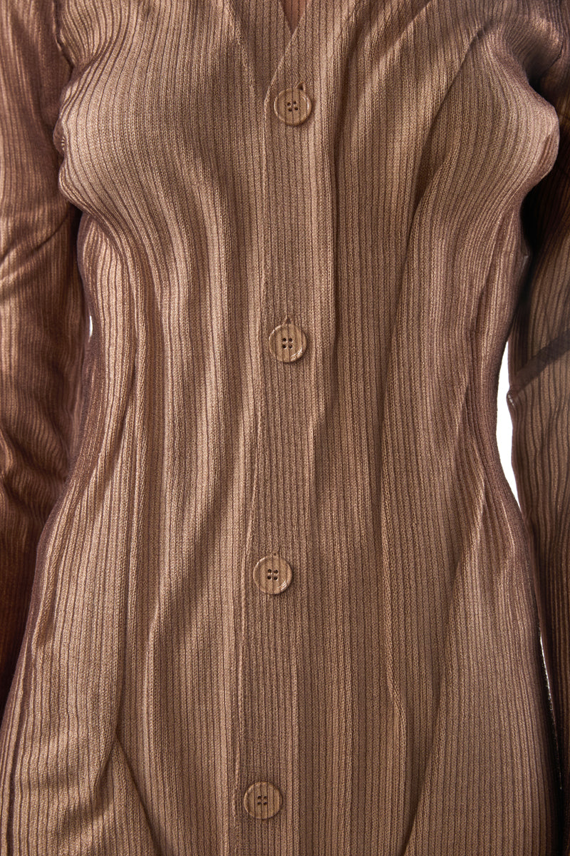 Ribbed buttoned cardigan dress/Brown-Beige MM6 MAISON MARGIELA