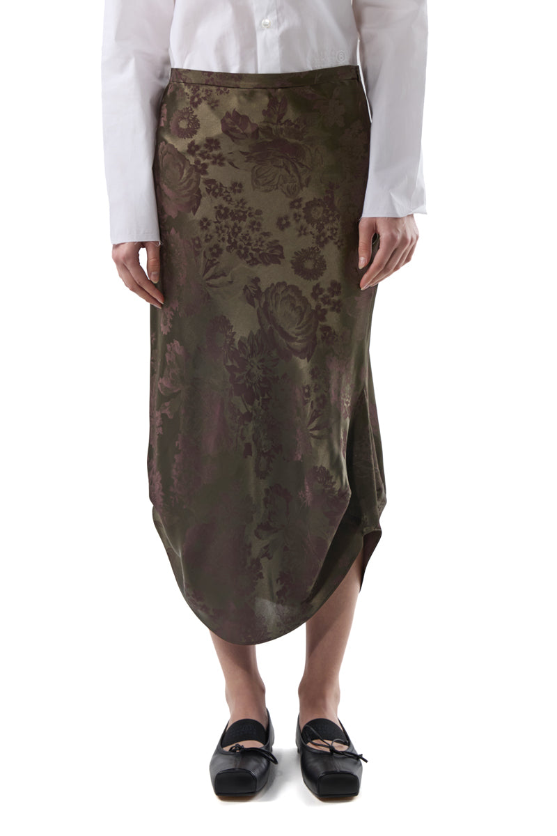 Jacquard midi skirt/Dark Green-Dark Red MM6 MAISON MARGIELA