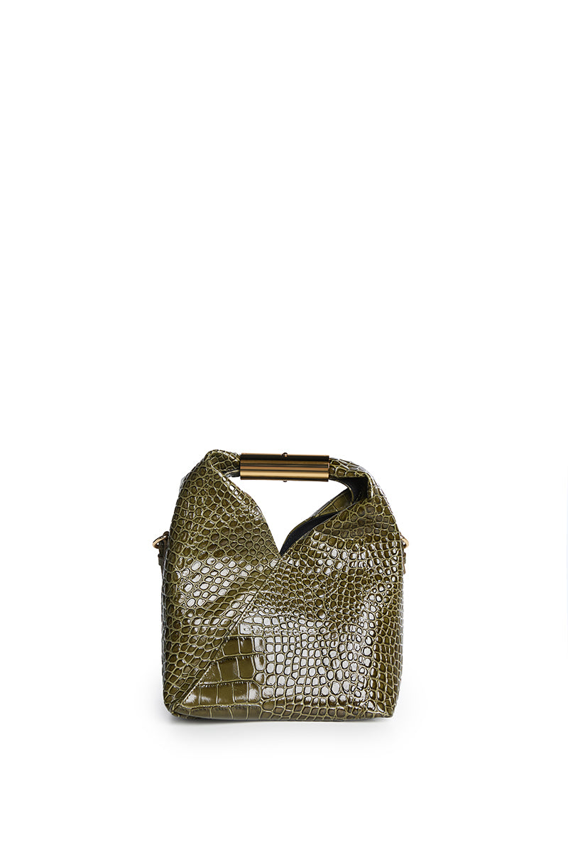 Crocodile-embossed crossbody Japanese Small Bag/ Olive MM6 MAISON MARGIELA