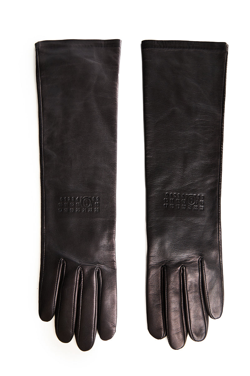 Mid-length leather gloves/Dark Brown MM6 MAISON MARGIELA