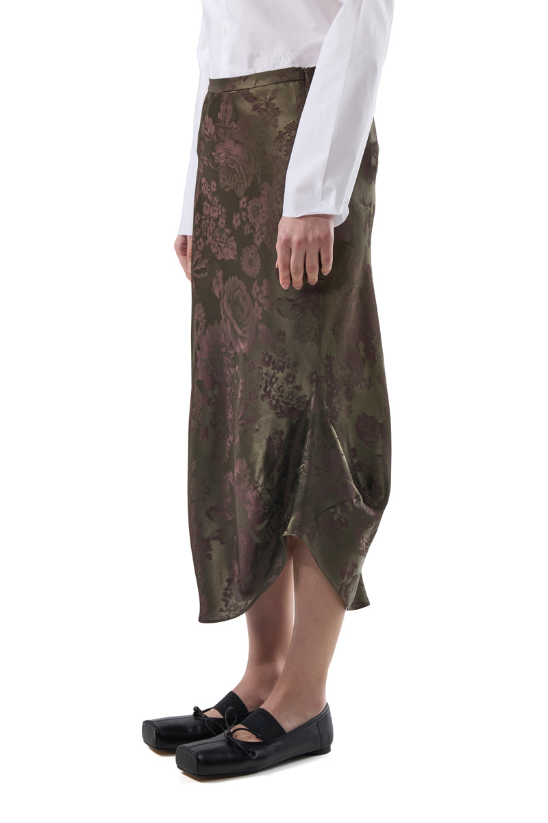 Jacquard midi skirt/Dark Green-Dark Red MM6 MAISON MARGIELA