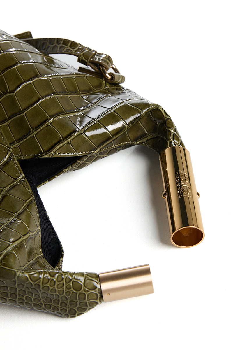 Crocodile-embossed crossbody Japanese Small Bag/ Olive MM6 MAISON MARGIELA