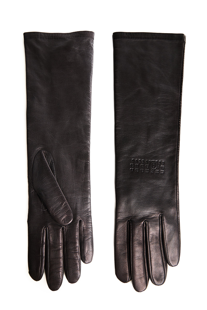 Mid-length leather gloves/Dark Brown MM6 MAISON MARGIELA