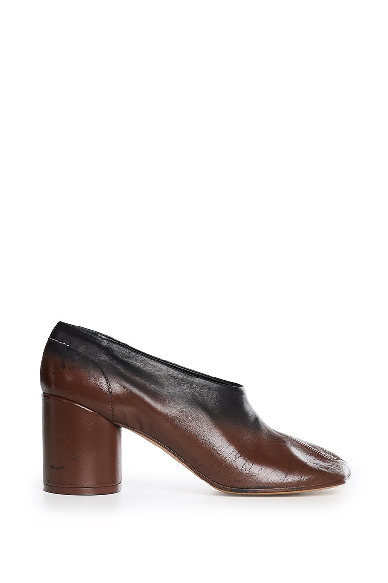 Anatomic block-heel Leather pumps/Brown-Black MM6 MAISON MARGIELA