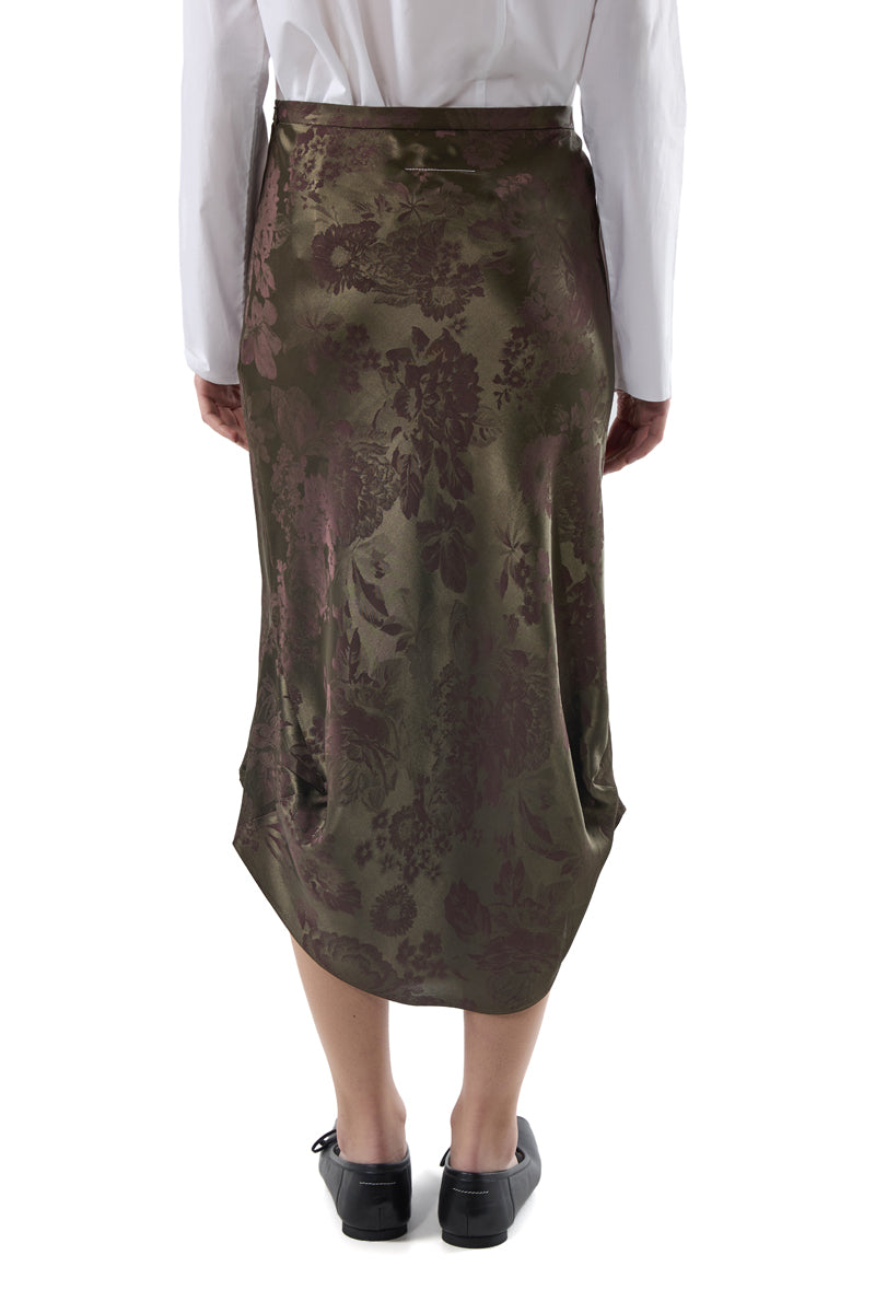 Jacquard midi skirt/Dark Green-Dark Red MM6 MAISON MARGIELA