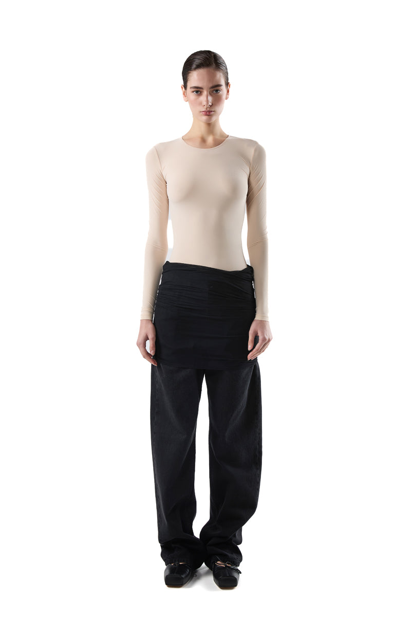 Gathered jeans/Black MM6 MAISON MARGIELA