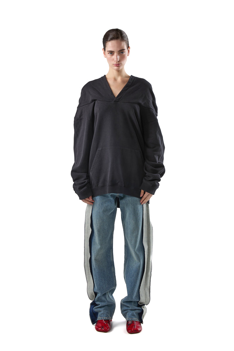 Black Off-The-Shoulder Hoodie/Black MM6 MAISON MARGIELA