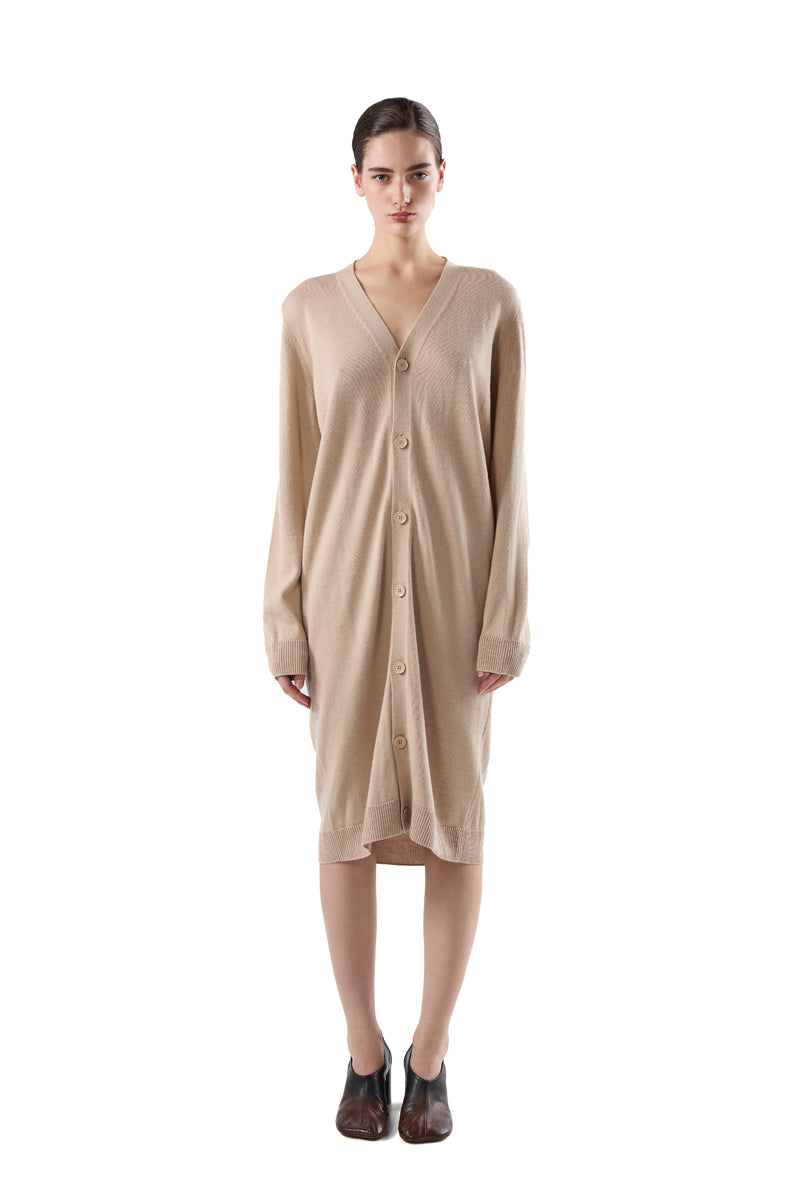 Ribbed buttoned cardigan dress/Brown-Beige MM6 MAISON MARGIELA