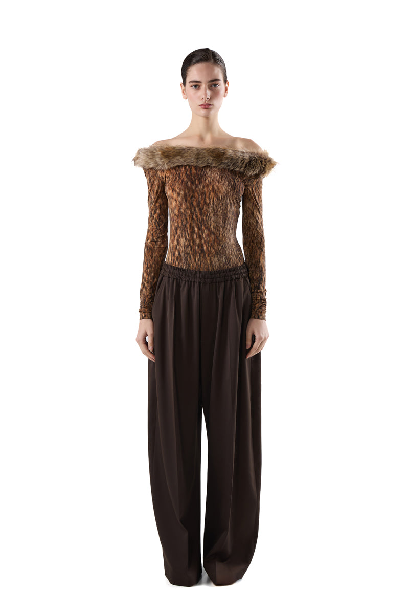 Stretch-design track pants/Brown MM6 MAISON MARGIELA