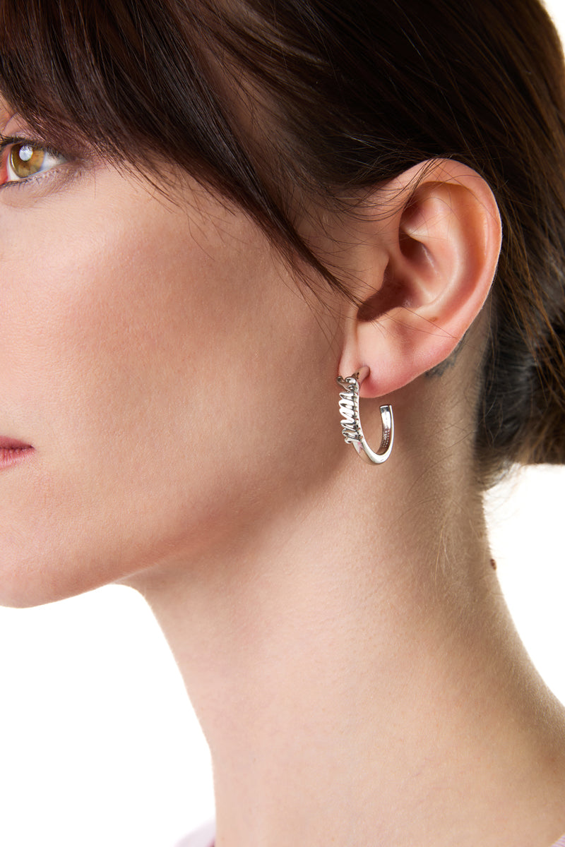 MM6 logo hoop earrings/Silver MM6 MAISON MARGIELA