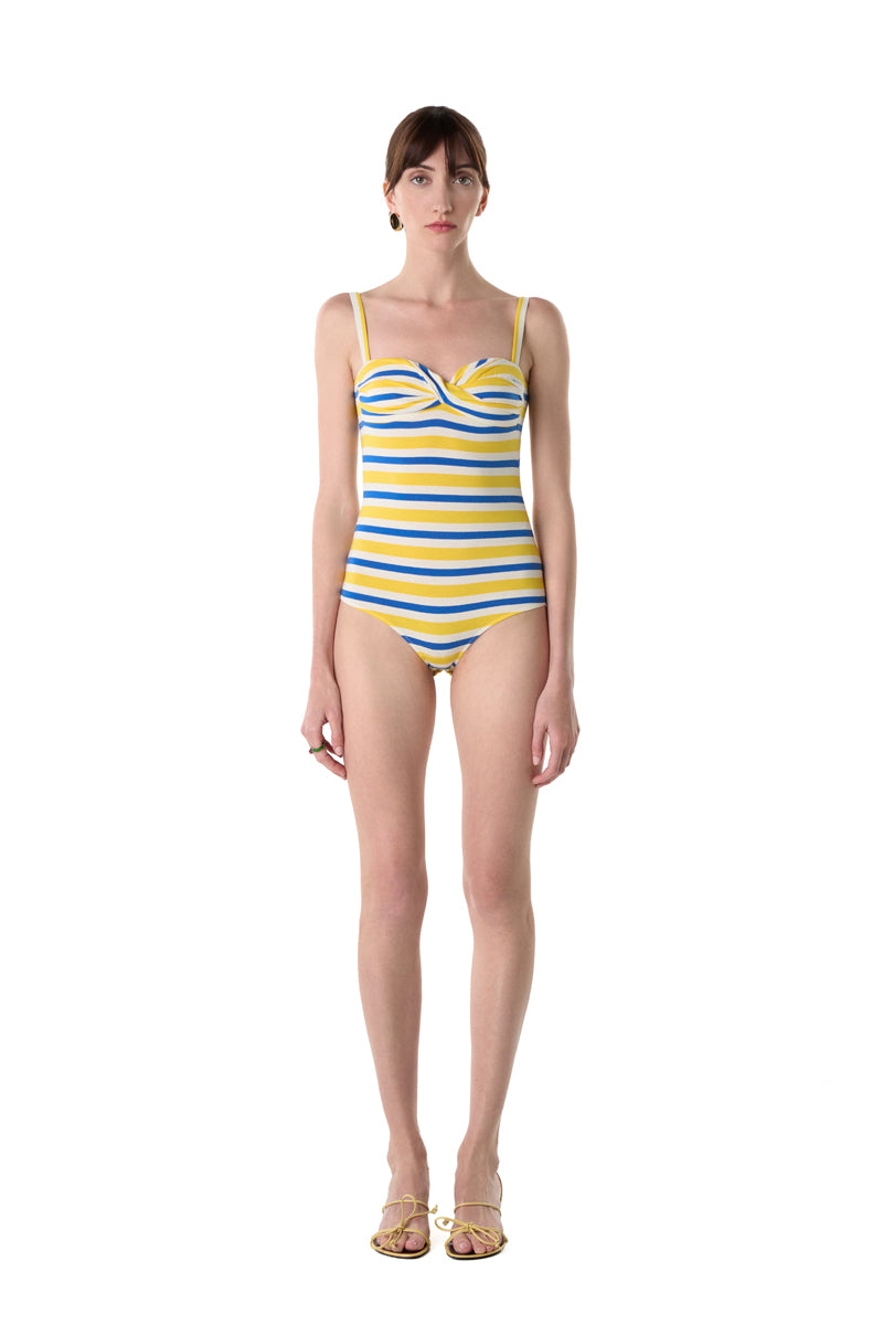 Striped Jersey Swimsuit/ Yellow-Blue MM6 MAISON MARGIELA