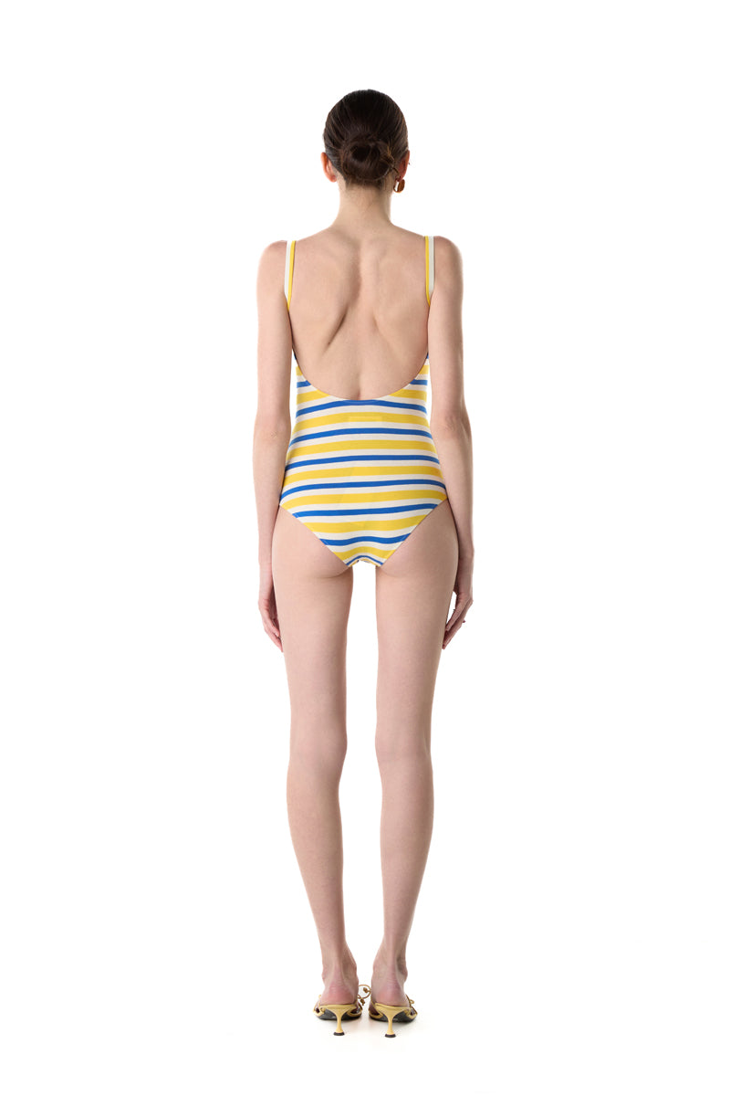 Striped Jersey Swimsuit/ Yellow-Blue MM6 MAISON MARGIELA
