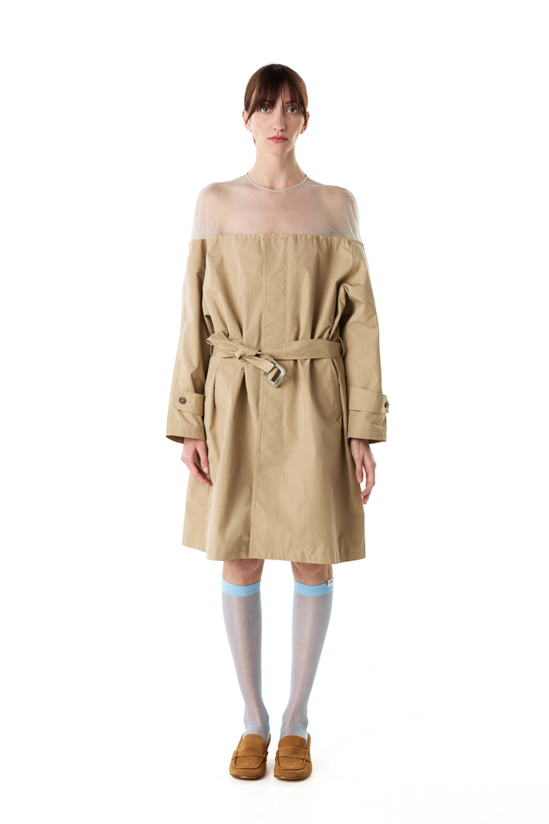 High-Cut Cotton Trench Dress/ Beige MM6 MAISON MARGIELA