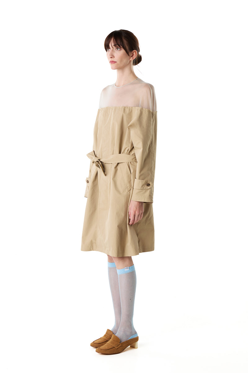 High-Cut Cotton Trench Dress/ Beige MM6 MAISON MARGIELA