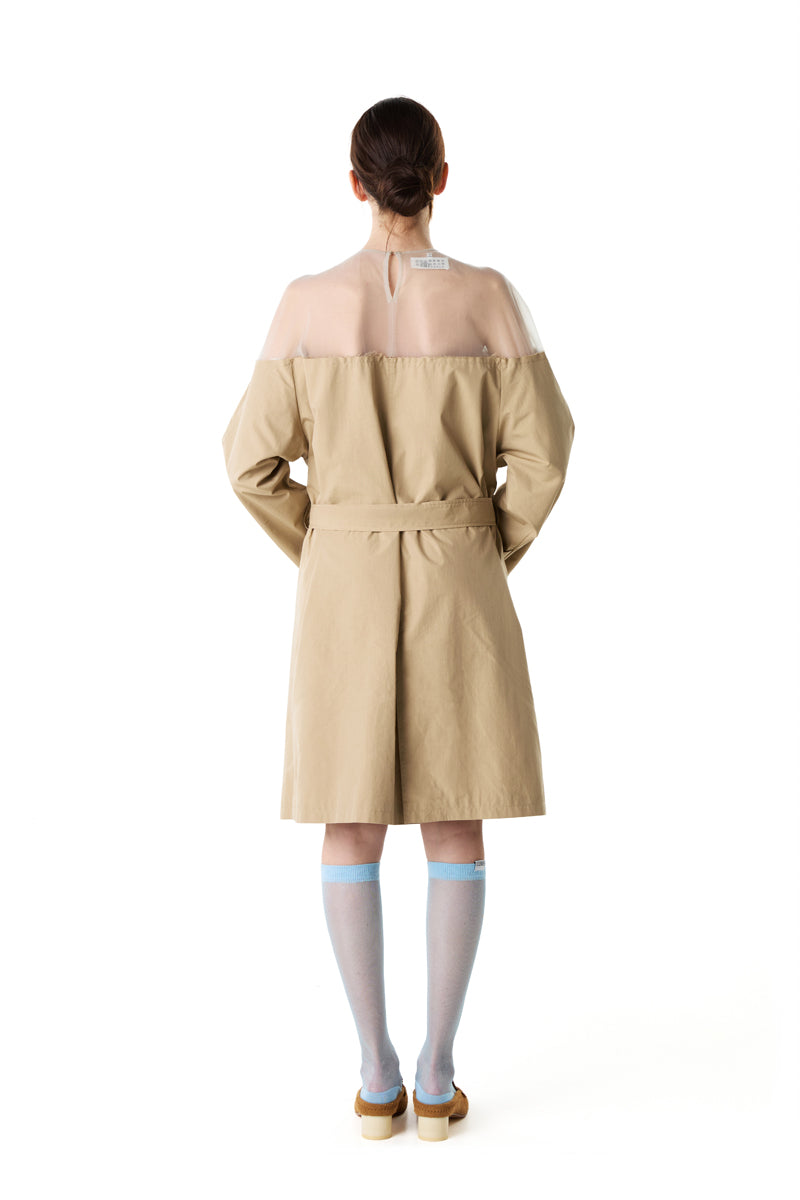 High-Cut Cotton Trench Dress/ Beige MM6 MAISON MARGIELA